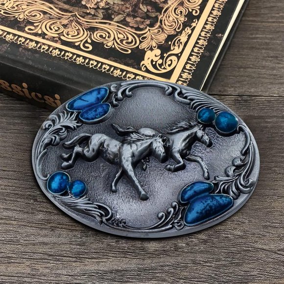 Men 2 Pieces Western Cowboy & American Flag Cross Belt Buckle - Picture 4 of 6